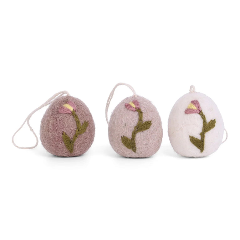 Ostereier aus Filz mit Stickerei, Ostern-Deko - 3 Stück - Anhänger Filz (Gry & Sif)