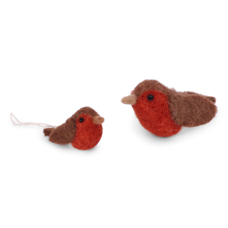 Set aus 2 braun/roten Vögelchen / Rotkehlchen - Anhänger (Gry & Sif)
