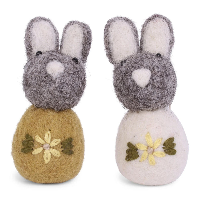 Mini Osterhasen bestickte Häschen Filz, Ostern-Deko - 2 Stück - Anhänger Filz (Gry & Sif)