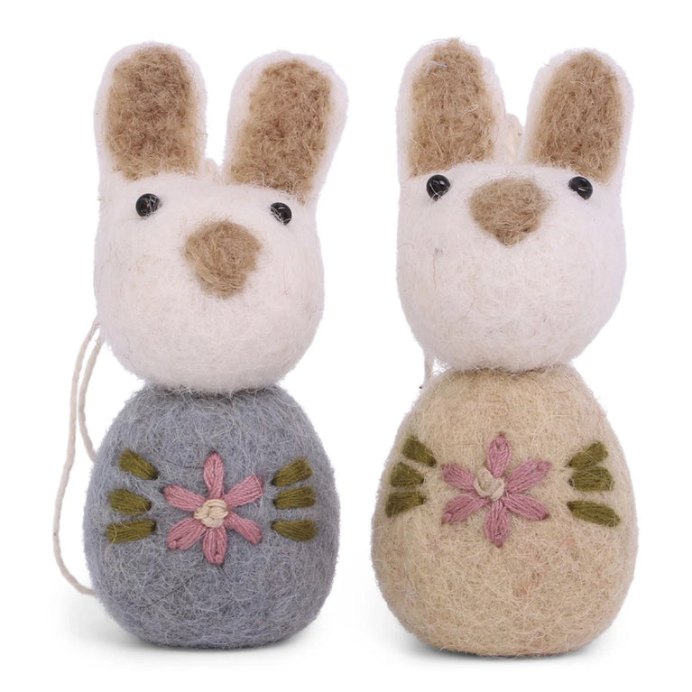 Mini Osterhasen bestickte Häschen Filz, Ostern-Deko - 2 Stück - Anhänger Filz (Gry & Sif)