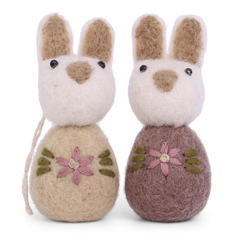 Mini Osterhasen bestickte Häschen Filz, Ostern-Deko - 2 Stück - Anhänger Filz (Gry & Sif)