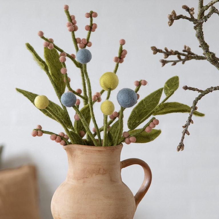 grüner Zweig mit strukturierten grünen Blättern - 35cm (Gry & Sif)