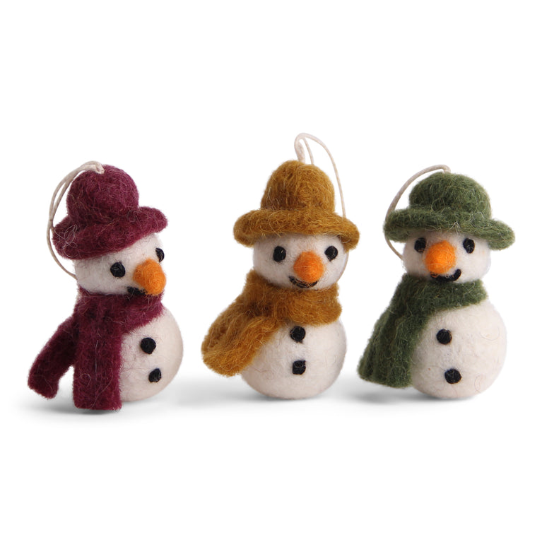 Schneemann mit Hut und Schal (3 Stück) - Anhänger (Gry & Sif)