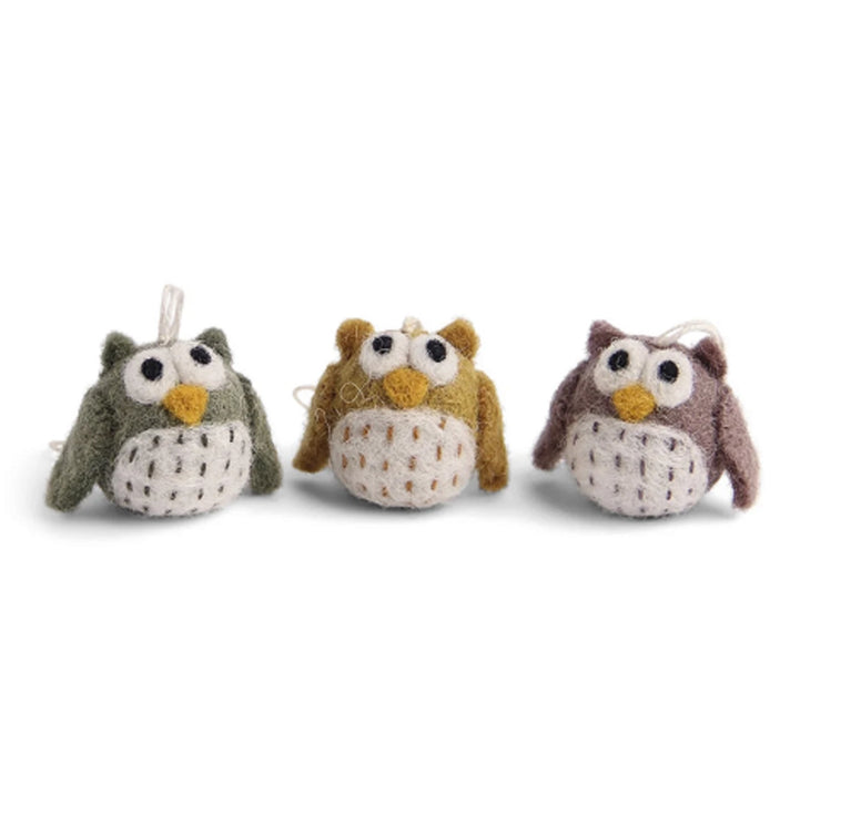 kleine Eulen aus Filz (3 Stück) - Anhänger (Gry & Sif)