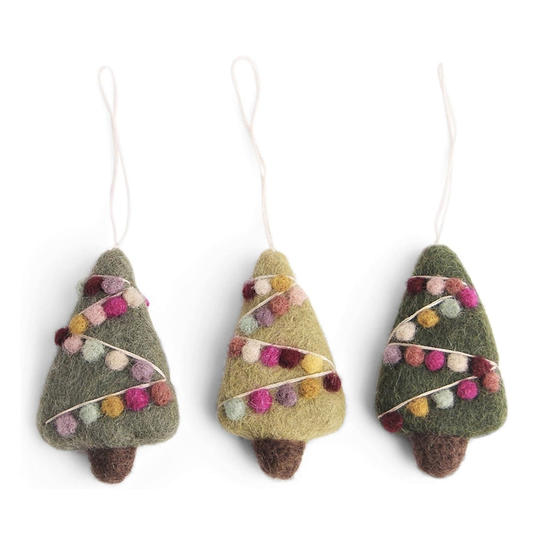 kleine Weihnachtsbäume aus Filz (3 Stück) - Anhänger (Gry & Sif)