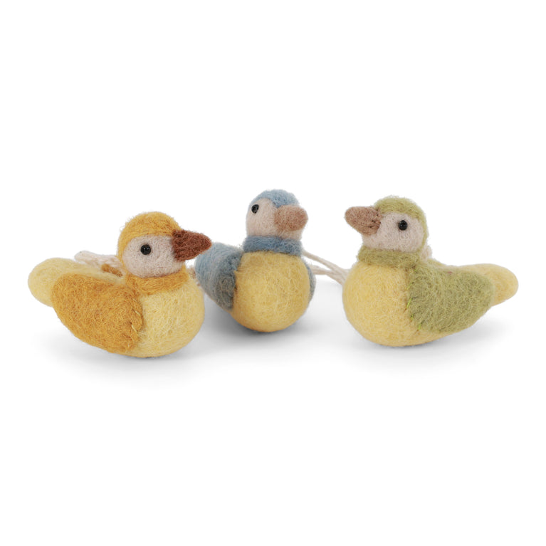 Kleine gelbe Spatzen / Vögel Frühling Ostern (3 Stück) - Anhänger (Gry & Sif)