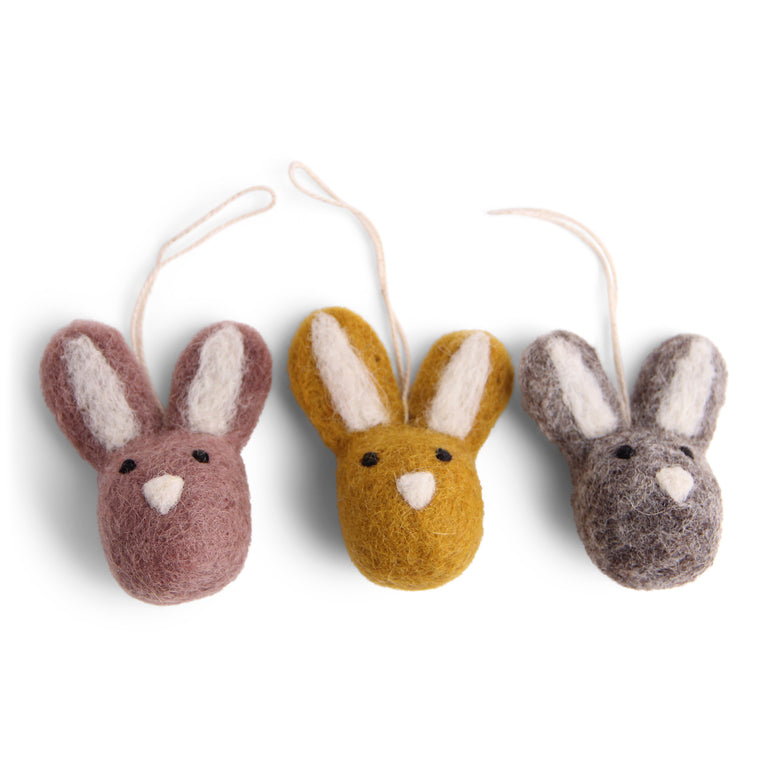 Mini Bunnies / kleine Osterhasen, Ostern-Deko - 3 Stück - Anhänger Filz (Gry & Sif)