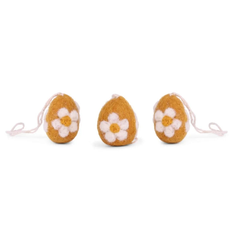 Ostereier aus Filz mit Blümchen, Ostern-Deko - 3 Stück - Anhänger Filz (Gry & Sif)