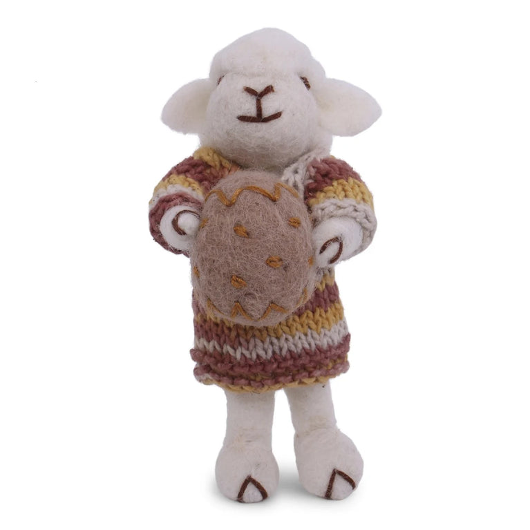 handgefilztes Osterlamm Schaf Schäfchen mit Korb oder Ei - Ostern Anhänger Filz (Gry & Sif)