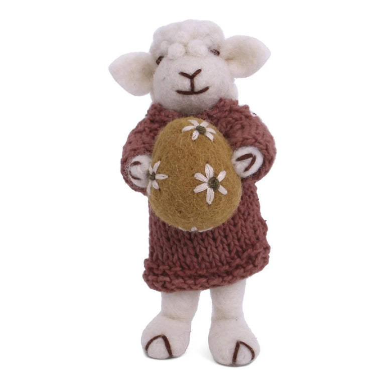 handgefilztes Osterlamm Schaf Schäfchen mit Korb oder Ei - Ostern Anhänger Filz (Gry & Sif)