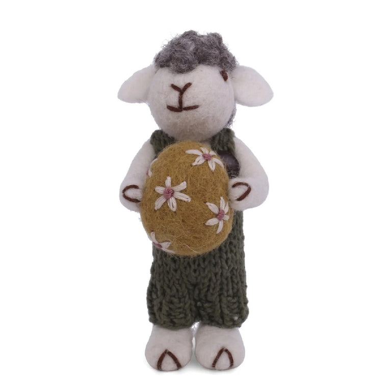 handgefilztes Osterlamm Schaf Schäfchen mit Korb oder Ei - Ostern Anhänger Filz (Gry & Sif)