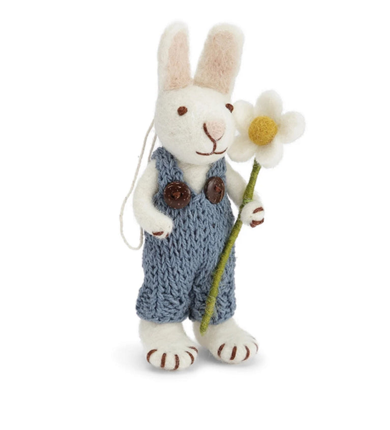 handgefilzter Osterhase Häschen mit Blume - Ostern Anhänger Filz (Gry & Sif)