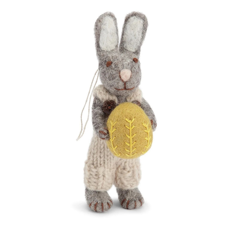 handgefilzter Osterhase Häschen mit Osterei oder Karotte - Ostern Anhänger Filz (Gry & Sif)