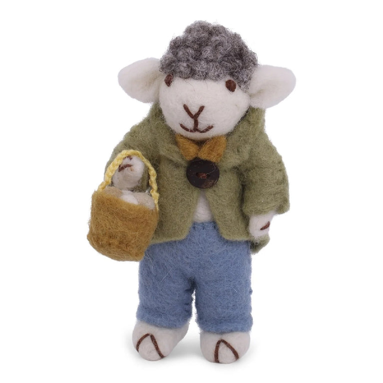 handgefilztes Osterlamm Schaf Schäfchen mit Korb oder Ei - Ostern Anhänger Filz (Gry & Sif)