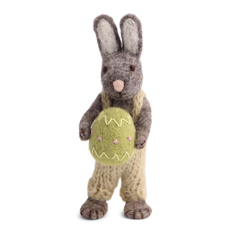 handgefilzter Osterhase Häschen mit Osterei oder Karotte - Ostern Anhänger Filz (Gry & Sif)