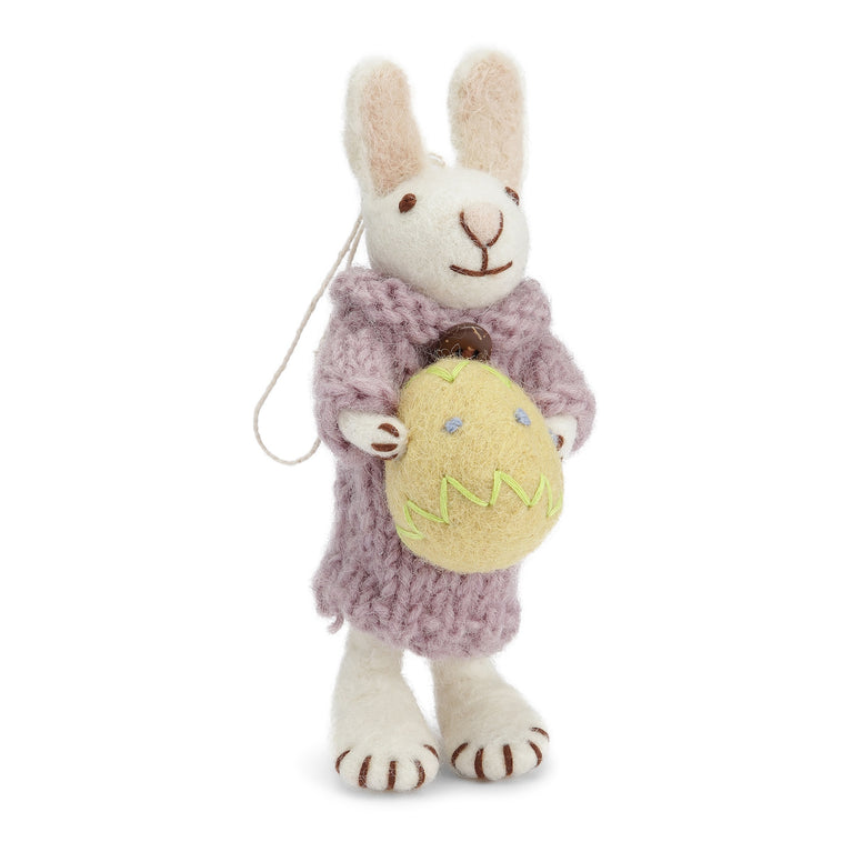 handgefilzter Osterhase Häschen mit Osterei oder Karotte - Ostern Anhänger Filz (Gry & Sif)