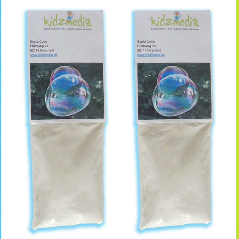 Riesenseifenblasen Pulver 2x20g für 10L Seifenblasenlösung (205€/1000g)