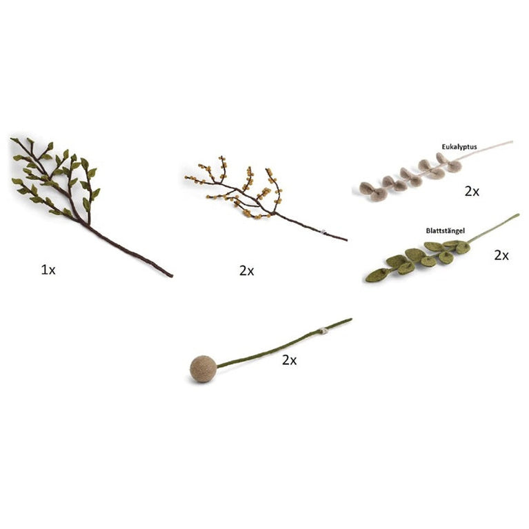 Blumenstrauß "Zweige Mix" Filzblumen 9 Stück - (Gry & Sif)