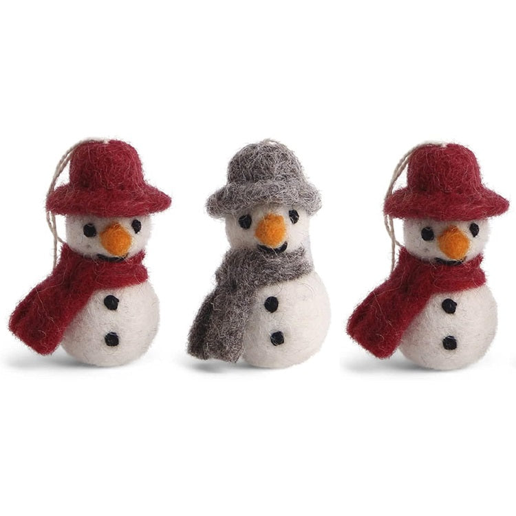 Schneemann mit Hut und Schal (3 Stück) - Anhänger (Gry & Sif)