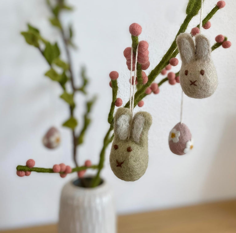 Mini Bunnies / kleine Osterhasen, Ostern-Deko - 3 Stück - Anhänger Filz (Gry & Sif)