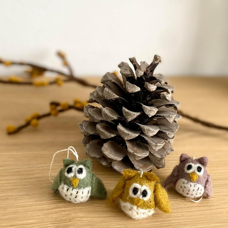 kleine Eulen aus Filz (3 Stück) - Anhänger (Gry & Sif)
