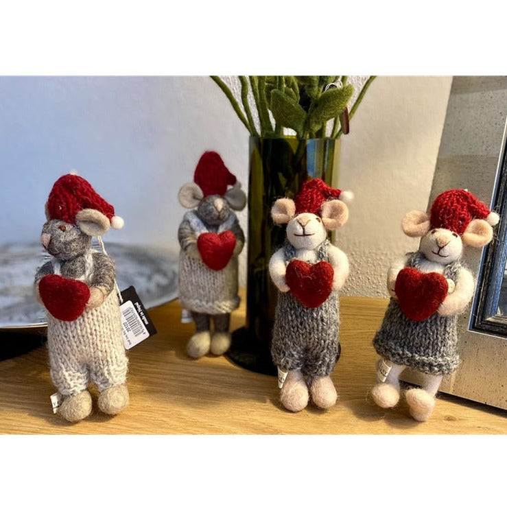Mäuse Weihnachtsmäuse aus Filz (12-14cm) - Anhänger (Gry & Sif)