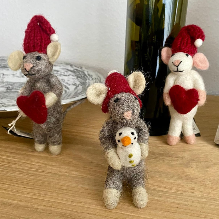 Mäuse Weihnachtsmäuse aus Filz (12cm) - Anhänger (Gry & Sif)