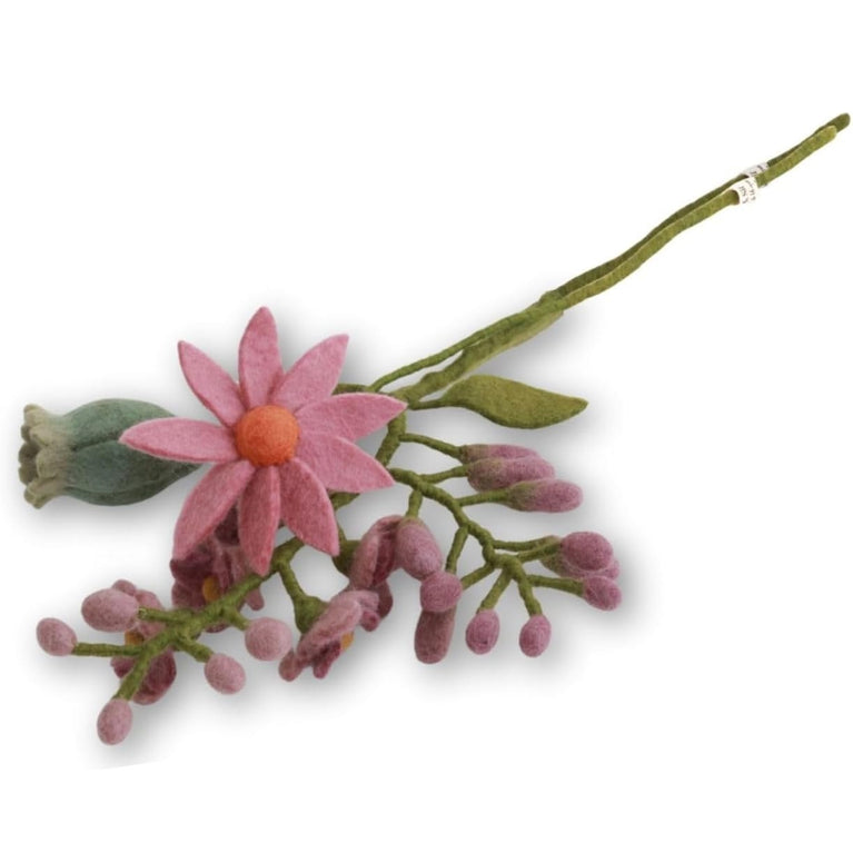 Blumenstrauß Filzblumen "Wiesenblumen" aus Mohnblumen, Glyzinien (Gry & Sif)