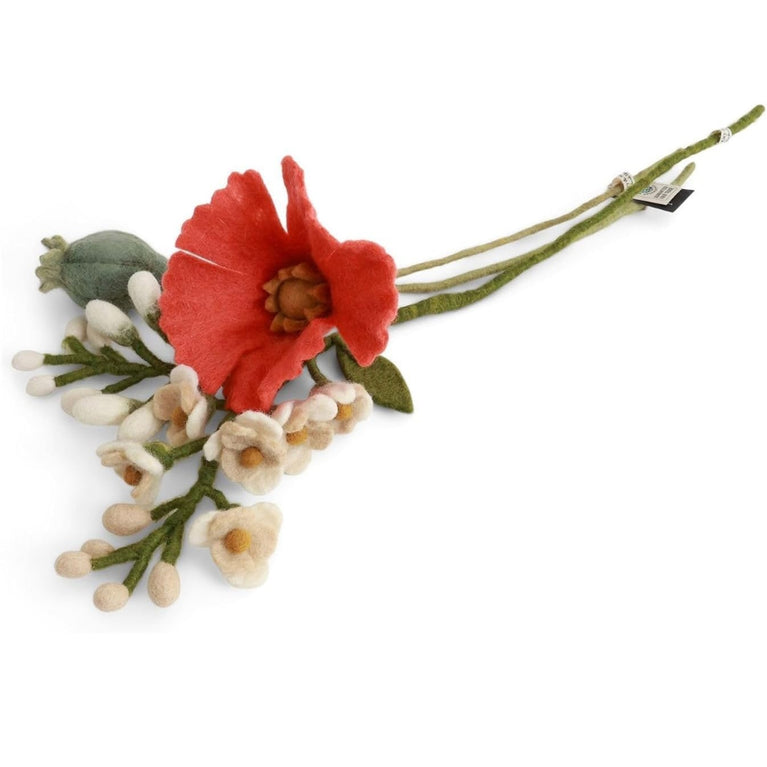 Blumenstrauß Filzblumen "Wiesenblumen" aus Mohnblumen, Glyzinien (Gry & Sif)