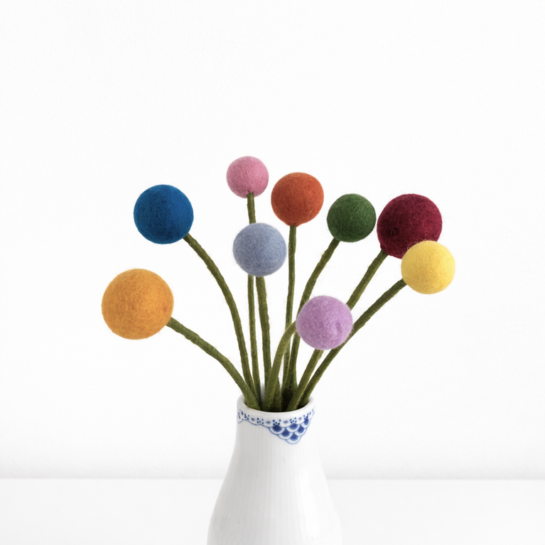 Blumenstrauß "kleiner Blumengruß bunt" Filzblumen 9 Stück - (Gry & Sif)