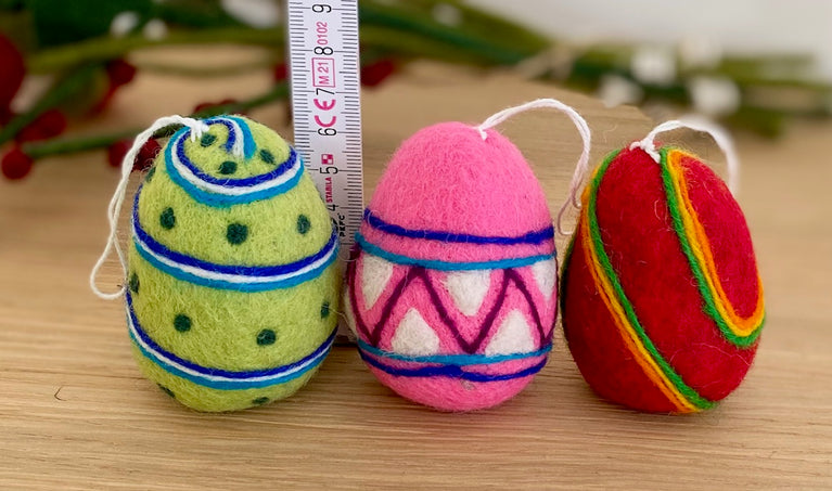XL Ostereier Filz (6,5cm) Ostern-Deko - 3 Stück - Anhänger Filz (Nepalaya)