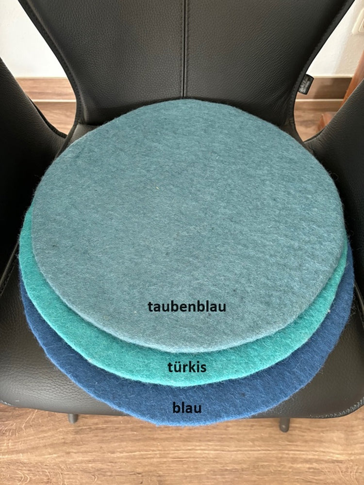Dicke Sitzkissen (2cm) aus 100% Wolle, rund, Ø40cm, Stuhlkissen (Nepalaya)