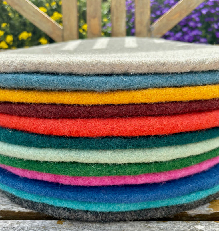 Flache Sitzkissen (1cm) aus 100% Wolle, rund, Ø40cm, Stuhlkissen (Nepalaya)