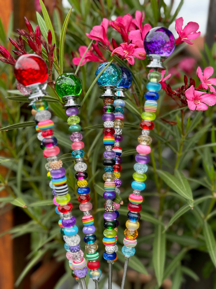 Blumenstecker (1 Stück) mit Perlen für Blumen und Beet, Gartenstecker, Sonnenfänger