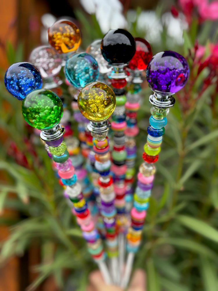 Blumenstecker (1 Stück) mit Perlen für Blumen und Beet, Gartenstecker, Sonnenfänger