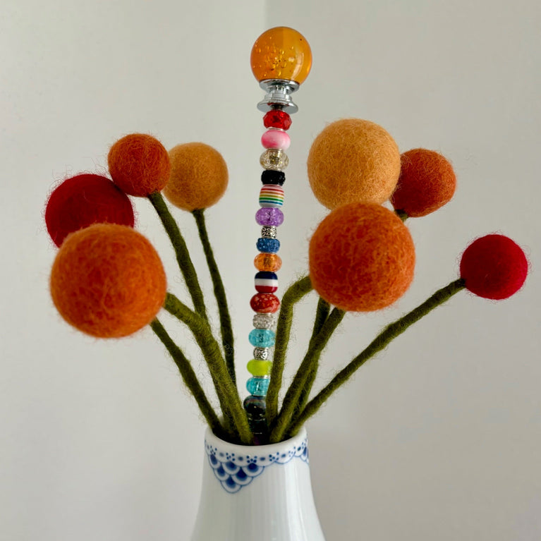 Blumenstecker (1 Stück) mit Perlen für Blumen und Beet, Gartenstecker, Sonnenfänger