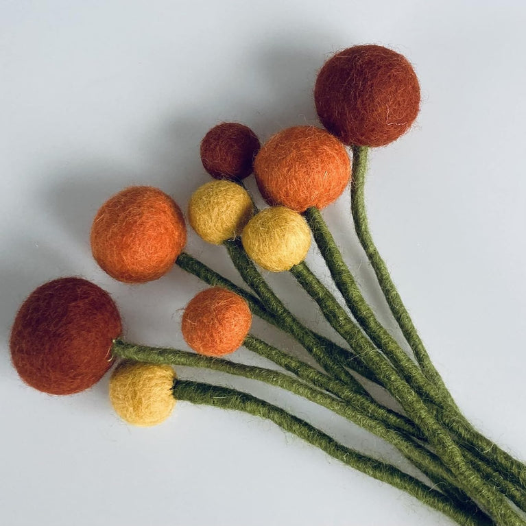 Blumenstrauß "kleiner Blumengruß orange" Filzblumen 9 Stück - (Gry & Sif)