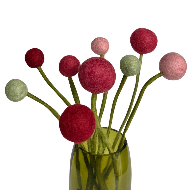 Blumenstrauß "kleiner Blumengruß weinrot" Filzblumen 9 Stück - (Gry & Sif)
