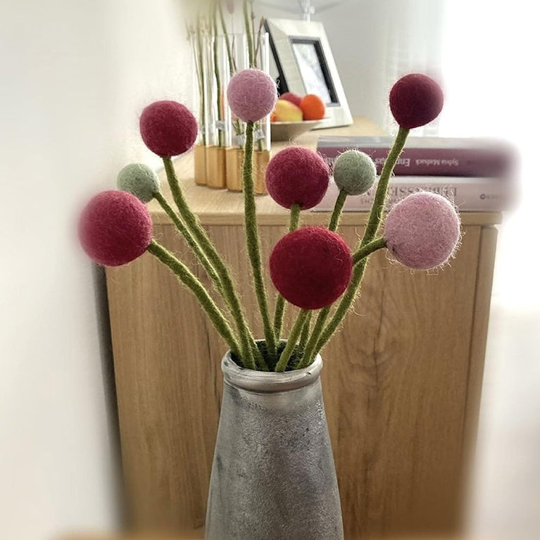 Blumenstrauß "kleiner Blumengruß weinrot" Filzblumen 9 Stück - (Gry & Sif)