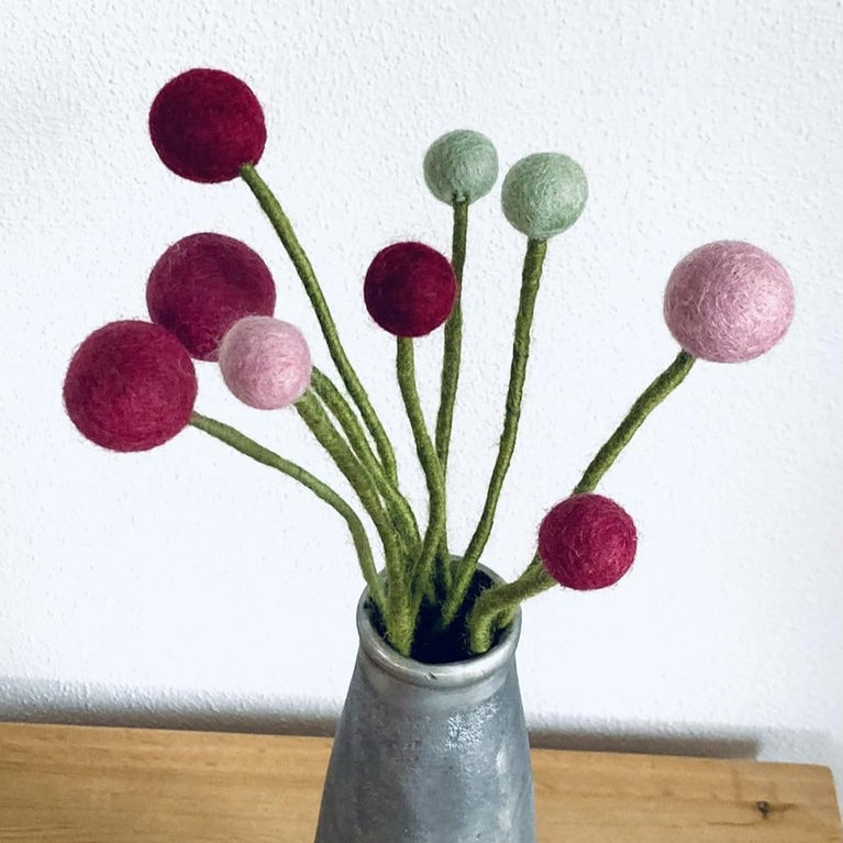 Blumenstrauß "kleiner Blumengruß weinrot" Filzblumen 9 Stück - (Gry & Sif)