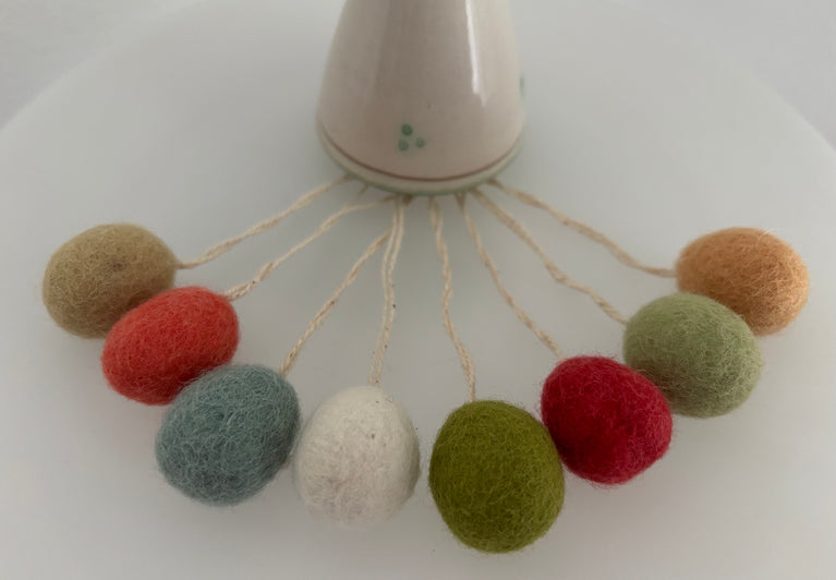 Mini Ostereier Filz, Ostern-Deko - 8 Stück - Anhänger Filz (Gry & Sif)