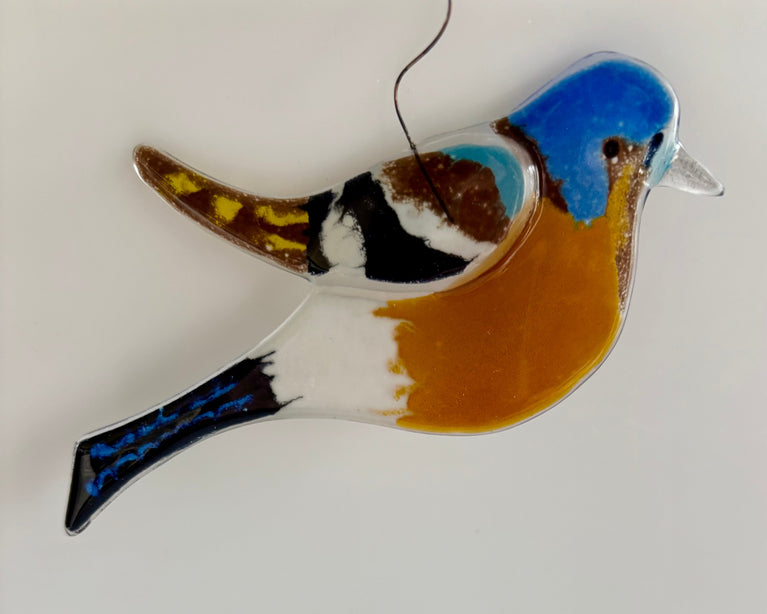 Singvögel Vögel (Rotkehlchen, Fink, Meise, Spatz) aus Glas - Anhänger (W8zig)