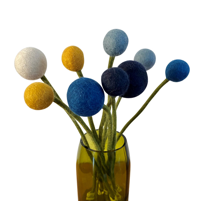 Blumenstrauß "kleiner Blumengruß blau" Filzblumen 9 Stück - (Gry & Sif)