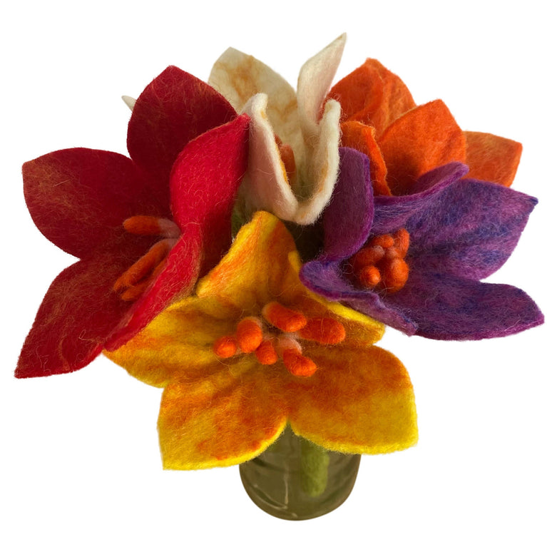Bunte Filzblumen "Stern" einzeln oder Set (orange/weiß/gelb/rot/Purple) (Nepalaya)