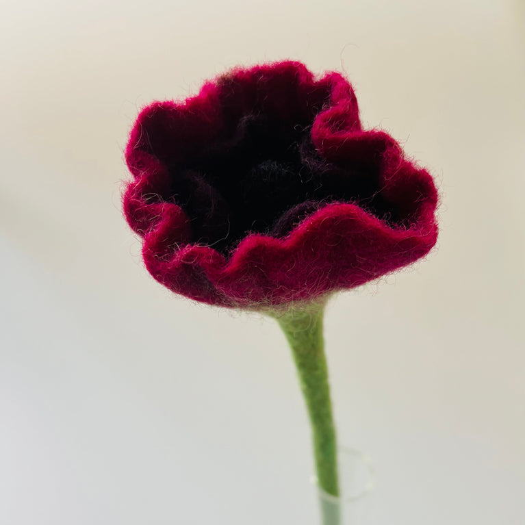 Mohnblume / Klatschmohn in 2 Farben - Filzblume - 35cm (GLOBO Fair Trade Partner)