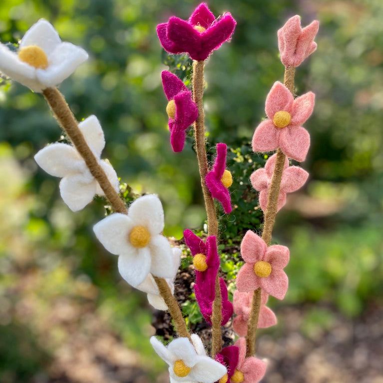 Orchidee - Filzblüten - Blütenzweig - 43 cm (Gry & Sif)