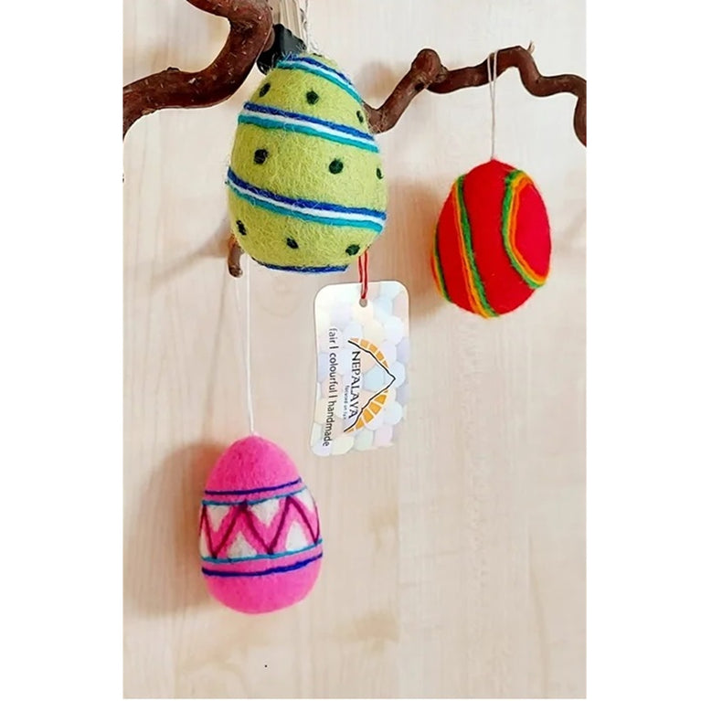 XL Ostereier Filz (6,5cm) Ostern-Deko - 3 Stück - Anhänger Filz (Nepalaya)