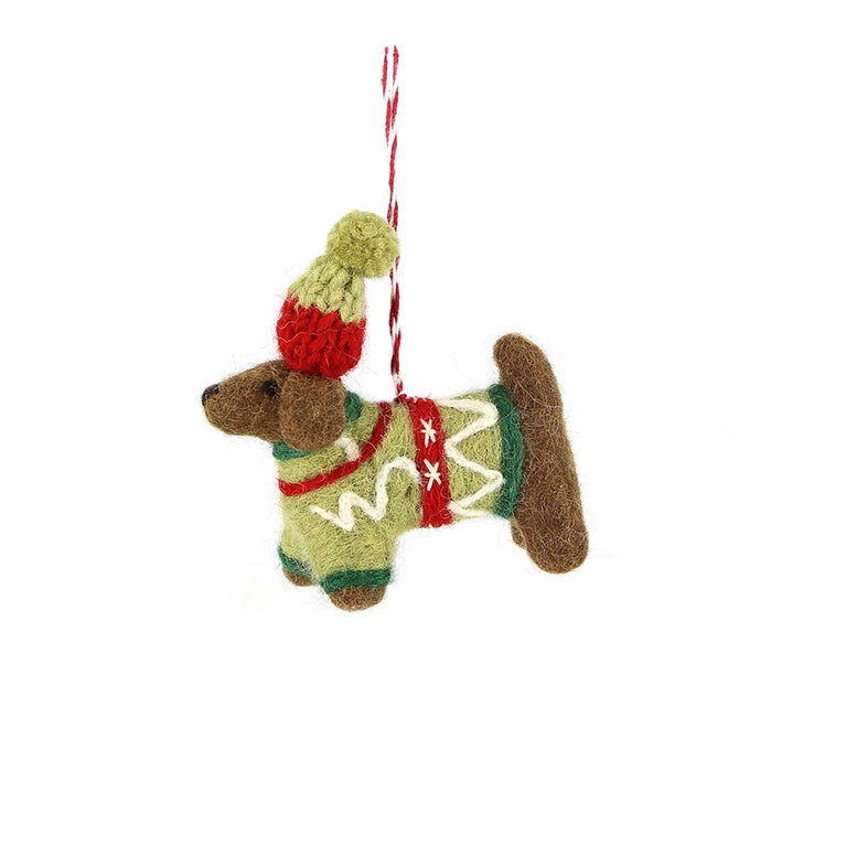Anhänger Winterdackel Dackel Hund, Filz Weihnachten Deko (Globo Fair Trade)