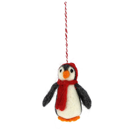 Baumanhänger Pinguin mit Schal, Filz Weihnachten Deko (Globo Fair Trade)