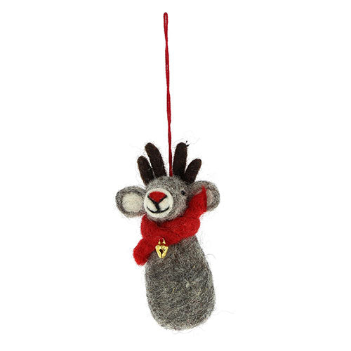Elch mit Schal und Glöckchen (1 Stück) - Geschenk Anhänger Weihnachten (GLOBO Fair Trade Partner)